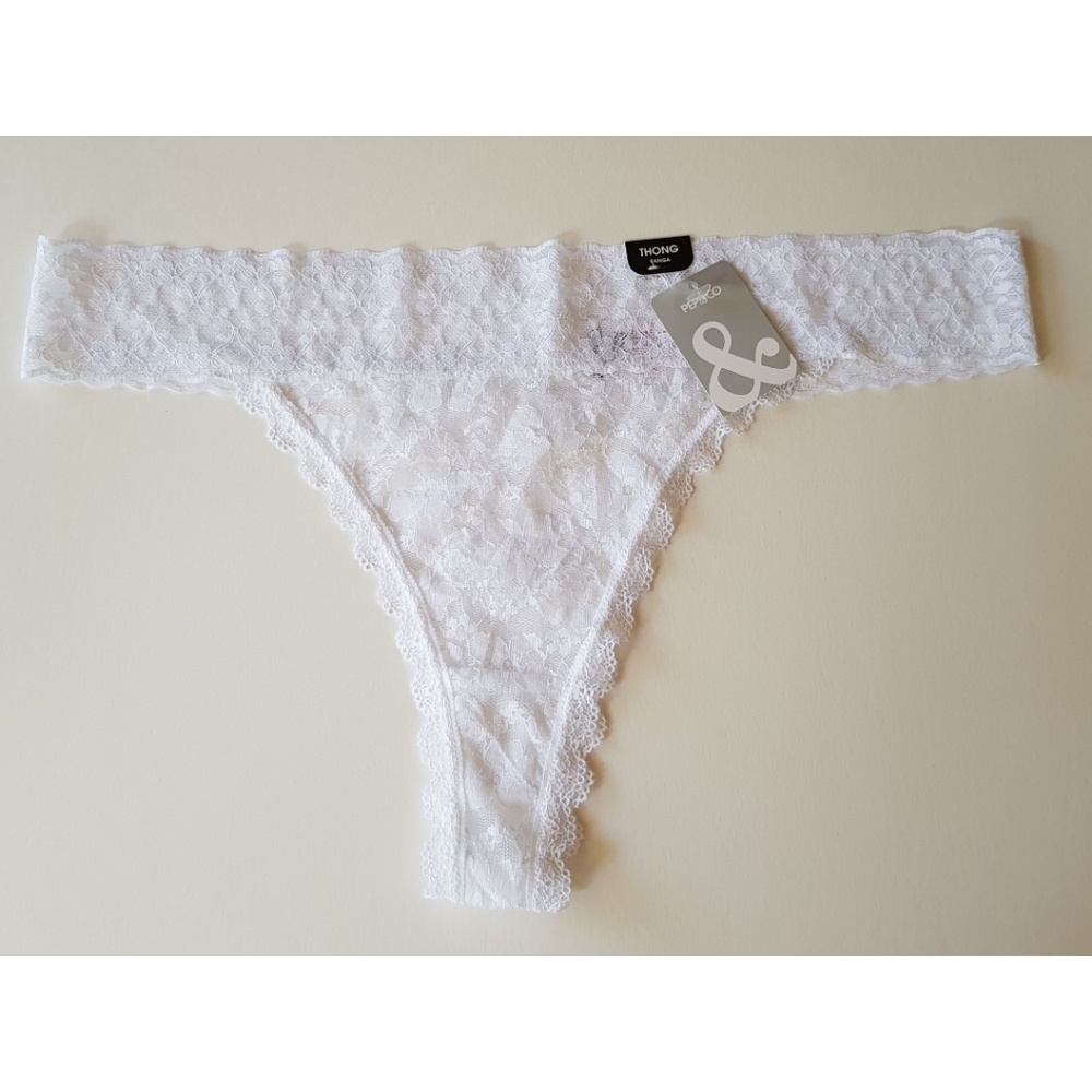 White Lacy Thong Lingerie Medium